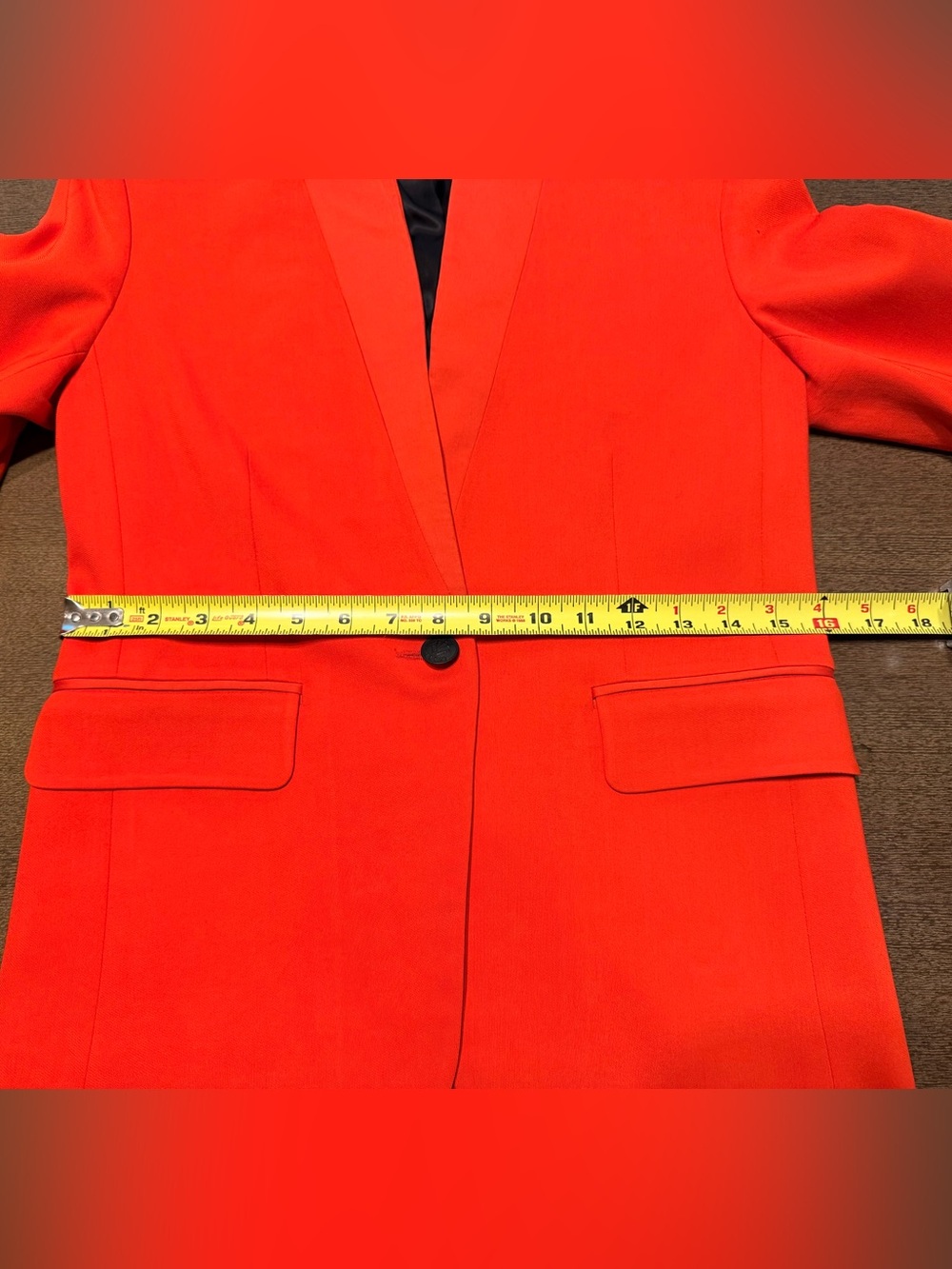 Rag & Bone Orange Blazer Satin Lapel One Button (stand collar)  Sz S/4 - Picture 9 of 12